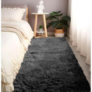 Imagem de Passadeira Felpuda 2,00 X 0,60 Mt Tapete Antiderrapante Peluda (Cinza)
