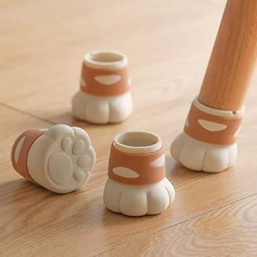Imagem de HFHungkeong Protetores De Pernas Cadeira Em Formato Pata Gato Para Pisos Madeira E Pés Móveis, Tampas Silicone Evitar Arranhões No Piso Reduzir O Ruído, 4 Unidades/Pacote
