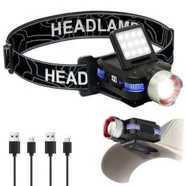 Imagem de ISUNMEA Luzes De Clipe Para Capacete, Pacote Com 2, 800 Lm, Recarregáveis Na Tampa, 180°, Ajustáveis, À Prova D'Água, Lanterna Cabeça Brilhante, Luz Led Corrida, Pesca, Acampamento, Caça, Trabalho