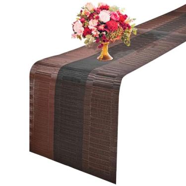 Imagem de GIVERARE Caminho De Mesa Longo Vinil Resistente Ao Calor, 30 X 2,7 M, Antiderrapante, Lavável, Pvc, Fácil Limpar, Capa Cômoda Plástico Premium Para Casamento, Decoração, Casa, Arte (Preto E Marrom)