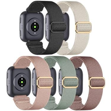 Imagem de HQzon Pacote com 5 pulseiras de relógio de nylon elásticas compatíveis com Amazfit Bip 6/Bip 5/Gtr 4/Gtr 3/Gtr 2/47 mm/Balance, pulseira elástica de 22 mm para homens e mulheres