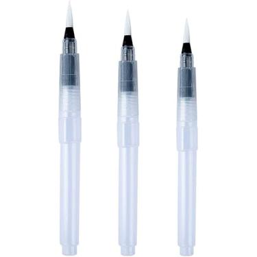 Imagem de WLngtv Canetas pincel aquarela, conjunto de 3 peças, recarregáveis com 3 pontas de tamanho, materiais de arte para artistas