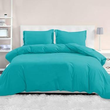 Imagem de Mocassi Conjunto de capa de edredom de luxo Queen Size de 3 peças – 1800 capa de edredom de microfibra de qualidade premium de hotel com fecho de botão (edredom não incluído), 1 capa de edredom 224 x