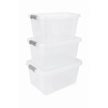 Imagem de Kit 3 Caixas Organizadoras Transparente 12 , 20 , 30 Litros Com tampa 