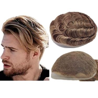 Imagem de N.L.W. Peruca De Cabelo Humano Para Homens, Unidades De Cor Loira, Peças De Cabelo Europeias, 10X8 Hd, Sistema De Substituição De Cabelos Finos De Renda Francesa Para Prótese Capilar Masculina, Unid