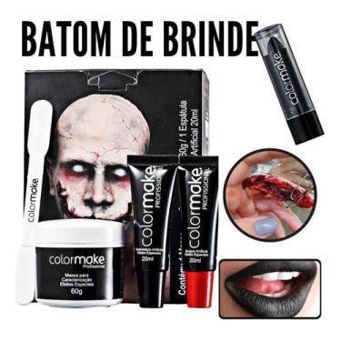 Imagem de Kit halloween maquiagem sangue falso assustadora +brinde - loja do abe