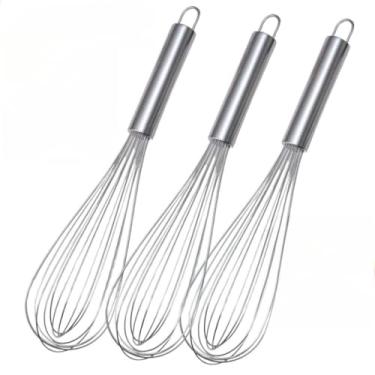 Imagem de KIT 3 Batedor de clara ovo Fouet fue INOX para Cozinha Casa Diversas Receitas Bolo Pão Farinha