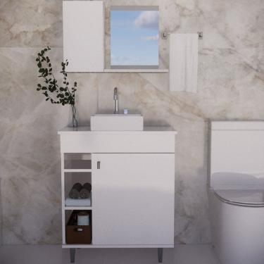 Imagem de Armário para Banheiro com Espelharia e Cuba Itália Branco