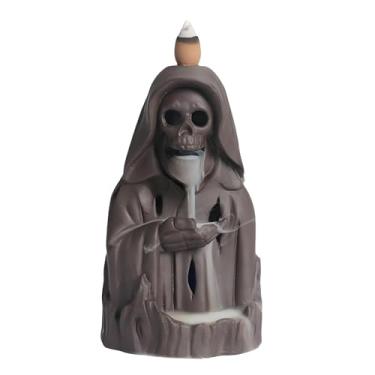 Imagem de Simcat Suporte para queimador de incenso de caveira de argila roxa refluxo com 20 cones de incenso e 1 caixa de incenso, para decoração de quarto e escritório