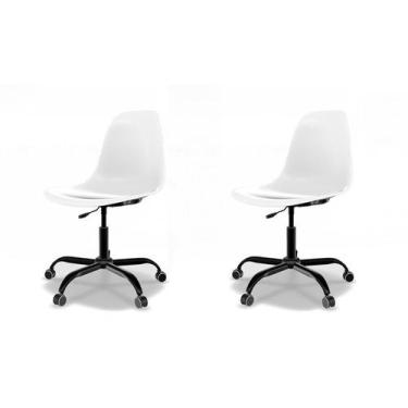 Imagem de Conjunto com 2 Cadeiras de Escritório Secretária Eames Office Branco e