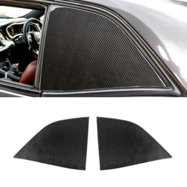 Imagem de Acabamento de janela de triângulo traseiro de carro compatível com Challenger 2010 Kit de tampa de acabamento de janela de ventilação traseira acessórios de carro (fibra de carbono real)