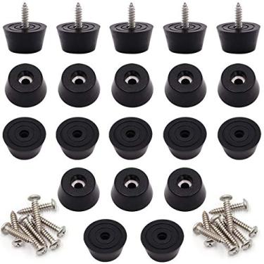 Imagem de smseace 40 peças de pés de borracha para tábua de corte, 1,5 cm A x 3 cm D, junta e parafusos de aço inoxidável embutidos, pés de borracha antiderrapantes para móveis, eletrônicos, mesas, sofás