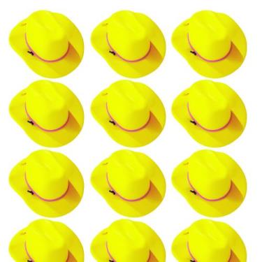 Imagem de Kit 12 Chapéu Cowboy em E.V.A - Festas e Fantasias, Amarelo