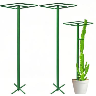 Imagem de Zealor Pacote Com 2 Treliças De Pitaia, Treliça Ajustável 30 Cm X 127 Cm, Estrutura Suporte Para Plantas Trepadeiras, Gaiola Torre Cactos Jardinagem Vertical, Horta Ao Ar Livre, Verde
