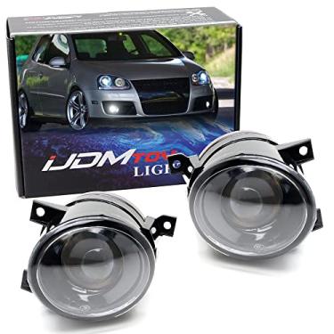 Imagem de iJDMTOY Carcaças Para Faróis De Neblina Euro Clear Lens Com Lâmpadas Halógenas, Adaptadores, Compatíveis Volkswagen Golf Mk5 E Jetta V