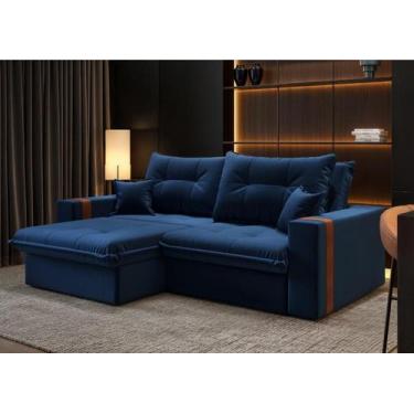 Imagem de Sofá-cama Ipanema 3 Lugares Linho Azul Marinho 200cm - CIALAR MÓVEIS
