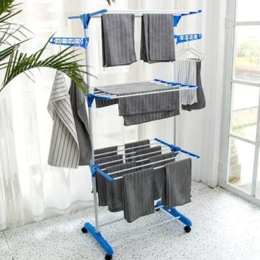 Imagem de Varal De Chão Dobrável Vertical Roupas 3 Andares Portátil Vertical De 