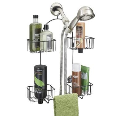 Imagem de Armazenamento de mangueira portátil para pendurar iDesign para xampu, condicionador ou sabonete corporal - suporte de chuveiro preto fosco