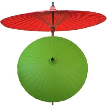 Imagem de Guarda-sol Redondo De 2m E, Guarda-sol De Oleado Artesanal Ao Ar Livre, Guarda-sol De Jardim De Bambu Clássico, Guarda-sol Portátil, Proteção Uv, à Prova De Chuva, Green