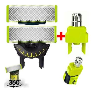 Imagem de 02 Laminas Refil 360 + Aparador Nasal P/ Philips Oneblade - One Blade