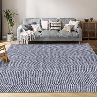 Imagem de Garvee Tapete impresso de 1,5 x 1,8 m com textura trançada, tapetes grandes macios laváveis à máquina, tapete interno boho fácil de limpar, tapete antiderrapante para sala de estar, quarto e decoração