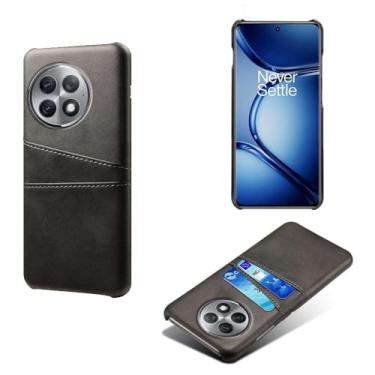 Imagem de Capas Compatível com Oneplus ACE 2 PRO,Caso de couro PU-Tampa de telefone a prova de choque com 2 slots de cartão,Proteção anti-impressão digital e anti-gota-Black