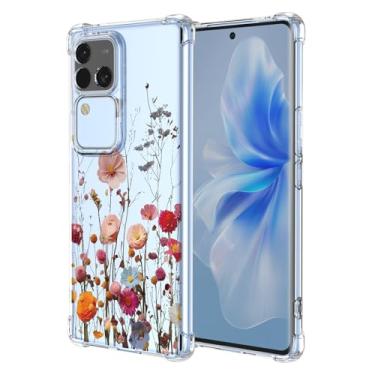 Imagem de RRXSYXL Capa para Vivo S18 Pro, Vivo V30 Pro com estampa floral transparente, capa macia à prova de choque para Vivo S18, Vivo V30, linda flor