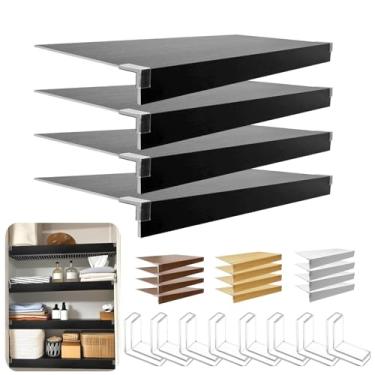 Imagem de KHASIM Capa de prateleira de arame, capas de rack de arame para despensa, 4 peças de forro de prateleira de madeira sintética de PVC, 61 x 40 cm, 0,6 cm de espessura para organização de casa e cozinha