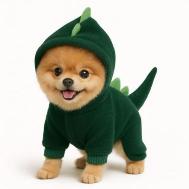 Imagem de Roupa Dino Fantasia Dinossauro Verde para Cachorro e Gato (L)