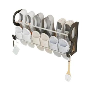 Imagem de Prateleira De Sapatos De Parede Para Banheiro, Porta-chinelos Multifun