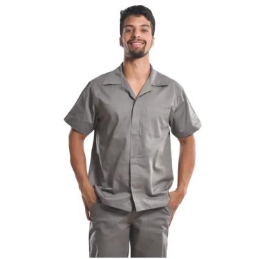 Imagem de Camisa Profissional Modelo Aberto Mangas Curtas Botões Cinza
