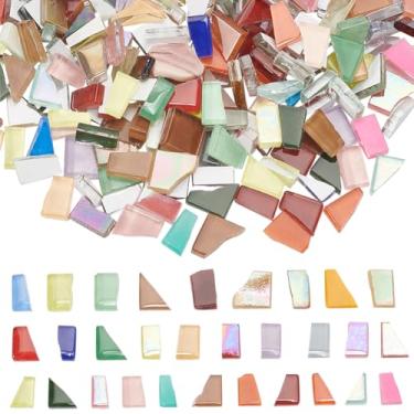Imagem de WEBEEDY Peças de vidro de mosaico irregular, azulejos coloridos para artesanato, kit de arte de mosaico minúsculo de cores mistas para projetos de mosaico DIY, banheiro, cozinha, decoração de casa