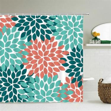Imagem de Plantas Flores Folhas Cortinas de Chuveiro Cortinas de Banheiro Cortina de Banho com Ganchos Cortina de Chuveiro,3910L,W90xH180cm
