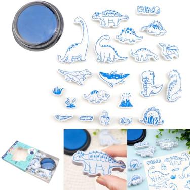 Imagem de Briartw EVA Stamp Sets with Ink Pad – 21pcs Dinosaur Stamps & Blue Ink Pad – Lightweight, Durable, Fun for Kids Crafts, Scrapbooking