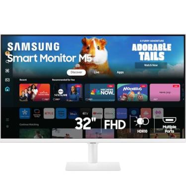 Imagem de SAMSUNG Monitor inteligente FHD série M5 (M50D) de 32 polegadas com streaming de TV, alto-falantes, HDR10, hub de jogos, várias portas, rastreador de treino, ferramentas de acessibilidade de visão,