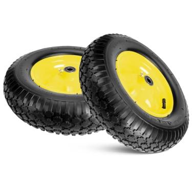 Imagem de Taifa 2 Pneus De Borracha Pneumáticos Reposição 16" E Rodas 4,80/4,00-8" Com Rolamentos 5/8", Roda Ar Inflada Para Carrinho Jardim/Carrinho Mão/Reboques/Carrinho Mão/Carrinho Mão/Vagão/Carrinho Etc.