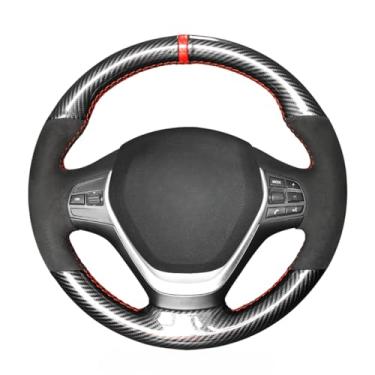 Imagem de Mewant Capa de volante de carro de camurça e fibra de carbono PU feita à mão para BMW Série 2 F22 F23 F45 F46 2014-2019/3 Series F30 F31 F34 F35 2012-2019/4 Series F32 F33 F36 2014-2014-2019/4 19 anos