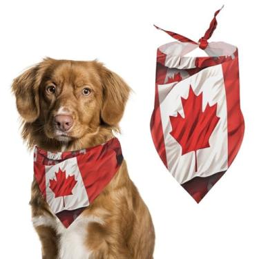 Imagem de Cachecol triângulo de poliéster estampado com bandeira canadense - Tamanho único (70 x 30 cm)