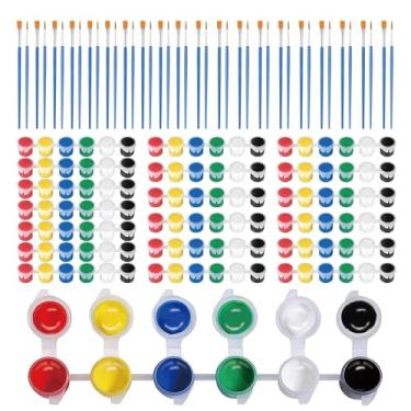 Imagem de Conjunto de 20 mini tintas acrílicas e pincéis de 6 cores para lembrancinhas de festa infantil, conjuntos individuais de tiras de tintas com pincel para crianças, kit de pintura de estudantes para