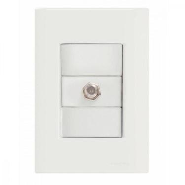 Imagem de Conjunto 4x2 com 1 Tomada TV/SAT Coaxial Tramontina Giz Branco