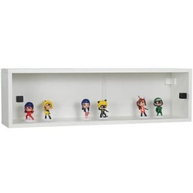 Imagem de Nicho 80x23x18 Branco c/ Portas de acrílico Puxador Montante Preto - E