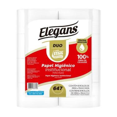 Imagem de Papel Higiênico Folha Dupla 8 x 250Mts 100 Virgem Mili Elegans - Cotia