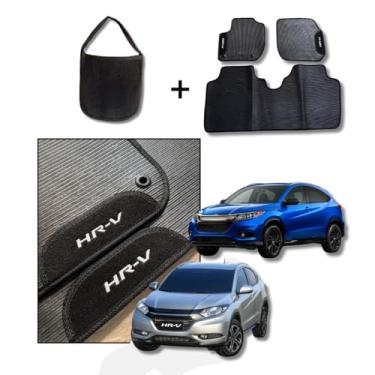 Imagem de Tapete Automotivo em Borracha PVC para Honda HRV 2015-2023, Conjunto com 4 Peças, Impermeável e Antiderrapante, Preto