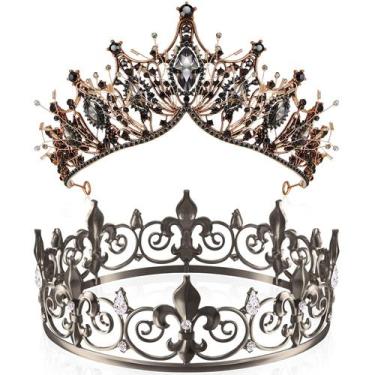 Imagem de Conjunto de coroas Junkin Barroco Queen King Prince Tiara Crystal