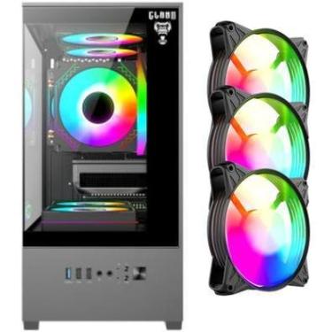 Imagem de Kit Gabinete Gamer Clanm Megalon Suporta Até 5 Ventoinhas 120mm Placa Mãe Atx Mini-itx E Cooler Cpu Vidro Temperado + 3 Unid Fans RGB