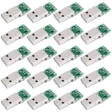 Imagem de Adaptador USB-A macho para DIP Breakout Board Teansic, pacote com 20