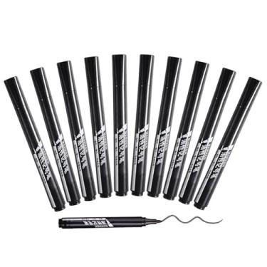 Imagem de GZBABY Marcadores permanentes, 10 peças, caneta marcador impermeável para plástico, madeira, pedra, metal, superfície de vidro (preto)