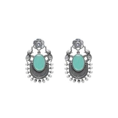 Imagem de Efulgenz Brincos Oxidados para Mulheres Indianos Grandes Brincos Indianos Floral Pedra Cristal Falso Pérola Conjunto de Brincos Indianos para Mulheres Brincos Pendentes Brincos de Declaração Joias