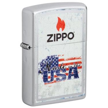 Imagem de Zippo Feito nos EUA Design Cetim Cromado Bolso Isqueiro