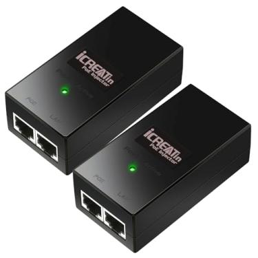 Imagem de Adaptador injetor Gigabit POE, compatível com IEEE 802.3af, 10/100/1000Mbps RJ45, compatível com TP-Link TL-POE150S, TRENDnET TPE-113GI, pacote com 2